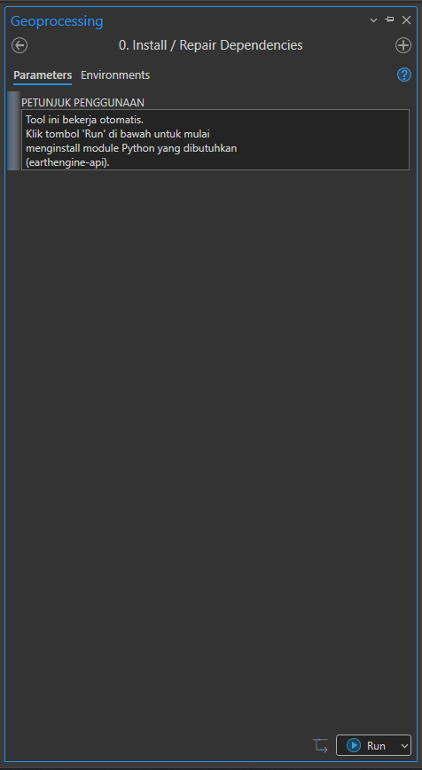 Tampilan Tool Install Dependencies